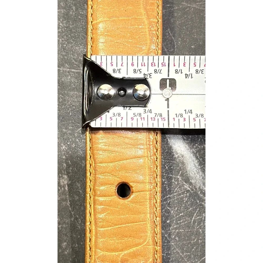Lauren‎ Ralph Lauren Reversible Croc Embossed Belt Tan Cream Silver Buckle - 32